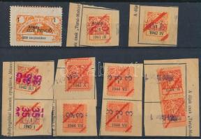 1939-1944 Biztosítási bélyegek; Aranypengő (egy kivételével mind kivágás)