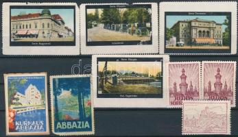 Régi idegenforgalmi bélyegek : Nagyvárad, Pöstyén, Temesvár stb...