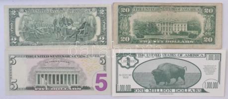 Amerikai Egyesült Államok 1950-2006. 1$-20$ (4xklf) + 1840. 1000$ másolat + 1999. 1.000.000$ fantázi...