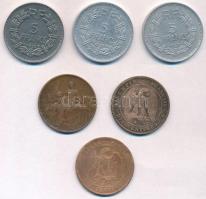 Franciaország 1855-1947. 10c-5Fr 6db-os vegyes érme tétel T:2-3
France 1855-1947. 10 Centimes - 5 F...