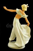 Schaubach Kunst táncosnő, kézzel festett, jelzett, hibátlan, m: 24,5 cm / Schaubach Kunst dancer, ha...