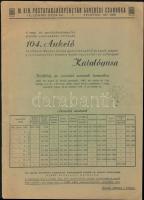 1942 M. Kir. Postatakarékpénztár Árverési Csarnokának 104. aukciós katalógusa. Bp., Stádium, 47+5+VII. p. Papírkötésben.