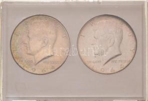 Amerikai Egyesült Államok 1964. 1/2$ Ag + 1964D 1/2$ Ag "Kennedy" a kettő együtt plasztik ...