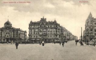 Budapest XI. Szent Gellért tér, Fehérvári út, Kir. József Műegyetem, sörcsarnok, villamosok. Divald Károly kiadása (EK)