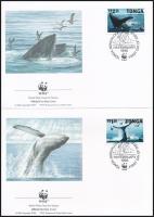WWF Long-wing whale set 4 FDC, WWF: Hosszúszárnyú bálna sor 4 db FDC-n