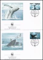 WWF Humpback whale set 4 FDC, WWF: Hosszúszárnyú bálna sor 4 db FDC-n