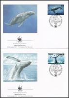 WWF: Hosszúszárnyú bálna sor 4 db FDC-n, WWF Long-wing whale set 4 FDC