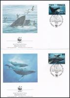 WWF: Hosszúszárnyú bálna sor 4 db FDC-n WWF Long-wing whale set 4 FDC