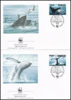 WWF: Humpback whale set on 4 FDC, WWF: Hosszúszárnyú bálna sor 4 db FDC-n