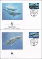 WWF: Hosszúszárnyú bálna sor 4 db FDC-n, WWF Long-wing whale set 4 FDC