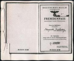 1943 Bécs, német birodalmi útlevél hitelesített fénymásolata Zsolnay Margit (1920-1994?) részére