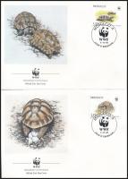 WWF: Turtle block of 4 + 4 FDC WWF: Teknős négyestömb + 4 db FDC