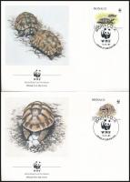 WWF Turtles block of 4 + 4 FDC WWF: Teknős négyestömb + 4 db FDC