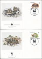 WWF Turtles block of 4 + 4 FDC WWF: Teknős négyestömb + 4 db FDC