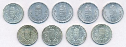 1926-1945. 1P Al,Ag (9xklf) a pengő rendszer 1 Pengős névértékének minden évjárata, rendkívül szép t...