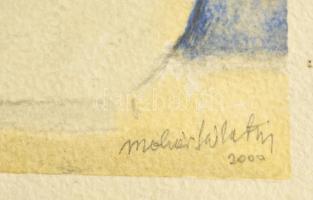 Molnár jelzéssel: Virágcsendélet. Akvarell, papír, paszpartuban, keretben, 20x10 cm