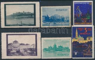 6 db klf Budapest bélyeg, Margitsziget, Vár, Parlament