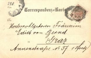 1897 (Vorläufer!) Celje, Cilli; Ruine Ober-Cilli / Celjski grad / Celje Upper Castle ruins, coat of ...