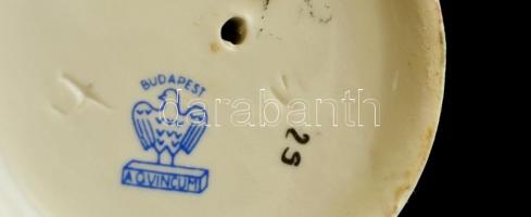 Hollóházi porcelán fésülködő akt, kézzel festett, jelzett, hibátlan, m: 26 cm