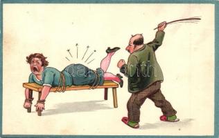 2 db régi humoros litho képeslap, házaspár humor / 2 pre-1945 humorous postcards, husband-wife humor...