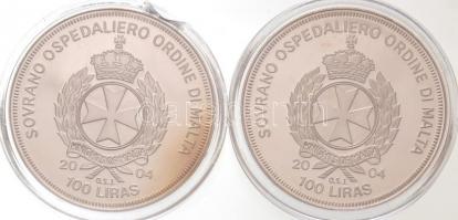Máltai Lovagrend 2004. 100L Cu-Ni "Magyarország az EU-ban" + 2004. 100L Cu-Ni "Málta ...