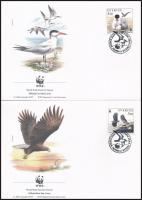 WWF: Birds stamp-booklet sheet + set on 4 FDC WWF: Madarak bélyegfüzetlap + sor 4 db FDC-n