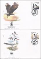 WWF: Birds stamp booklet + set on 4 FDC WWF: Madarak bélyegfüzetlap + sor 4 db FDC-n