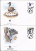 WWF: Birds stamp-booklet sheet + set 4 FDC WWF: Madarak bélyegfüzetlap + sor 4 db FDC-n