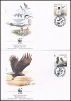 WWF: Birds stamp-booklet sheet + set 4 FDC WWF: Madarak bélyegfüzetlap + sor 4 db FDC-n