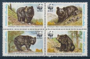 WWF Bear block of 4 + 4 FDC (gum disturbance), WWF: Medve négyestömb + 4 db FDC (gumihiba)