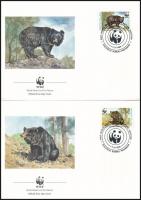 WWF: Medve négyestömb + 4 db FDC (gumihiba) WWF Bear block of 4 + 4 FDC (gum disturbance)