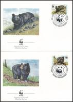 WWF: Medve négyestömb + 4 db FDC (gumihiba) WWF Bear block of 4 + 4 FDC (gum disturbance)