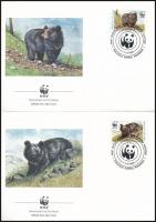 WWF Bear block of 4 + 4 FDC WWF: Medve négyestömb + 4 db FDC