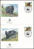 WWF: Medve négyestömb + 4 db FDC WWF: Bear block of 4 + 4 FDC