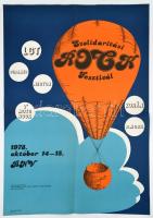 1978 Kerék Antal (1951-): Szolidaritás Rock fesztivál plakát, fellépők: LGT, Piramis, Neoton, Zorán, P. Mobil, V MotoRock, hajtott, 94x66 cm