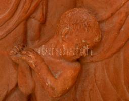 Reményi József (1887-1977): "És add meg nekünk". Terrakotta homlokzati dombormű, sérült, j...