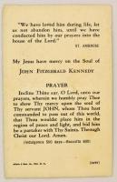 cca 1963 John F. Kennedy gyászjelentő kártyája, 10x6,5 cm