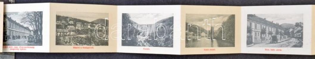 Oravicabánya, Oravita; Kincstári épületek a Graezenstein sétánnyal. leporellólap, belül az osztrák-m...