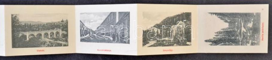 Oravicabánya, Oravita; Kincstári épületek a Graezenstein sétánnyal. leporellólap, belül az osztrák-m...