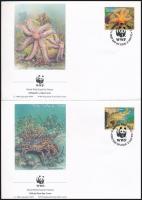 WWF: Tengeri állatok sor 4 FDC-n + négyescsík WWF: Sea animals set on 4 FDC + stripe of 4