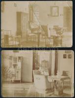 cca 1910-1920 Polgári lakásbelső, 2 db fotó, felületén törésnyomokkal, 9x13,5 cm