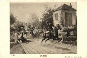 Német lovas katona s: A. v. Rössler, Durch! / German military cavalry attack s: A. v. Rössler