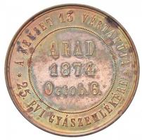 Arad 1874. "Az aradi vértanúk kivégzésének 25. évfordulójára" jelzetlen Ag emlékérem. &quo...