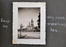 cca 1930 Pesthy Gerzson mezőgazdász fotóalbuma lettországi utazásról, 47 db fotóval, köztük, vasútál...