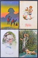 Hölgyek, párok, gyerekek: 89 db művészeti képeslap a 20-as évekből / Ladies, couples, children, 89 art postcards from the 1920-es
