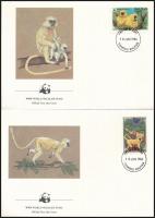 WWF: Golden langur set on 4 FDC WWF: Aranylangur sor 4 db FDC-n