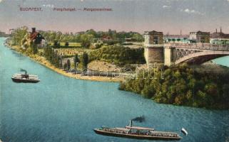 Budapest XIII. Margitsziget, gőzhajók, híd (EK)