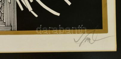 Szász Endre (1926-2003): Hintázó lány. Szitanyomat 46/100, papír, jelzett, üvegezett keretben, 41×41...