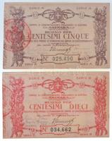 Olaszország / Asinara / Hadifogolytábor ~1918. 5c + 10c mindkettő szárazpecséttel, bélyegzéssel T:1- / Italy / Asinara / POW Camp ~1918. 5 Centesimi + 10 Centesimi both with embossed stamp and cancellation C:AU