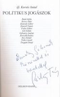 Ifj. Korsós Antal: Politikus jogászok. Bp.,2005, Helikon. Kiadói papírkötés. A szerző által dedikálv...